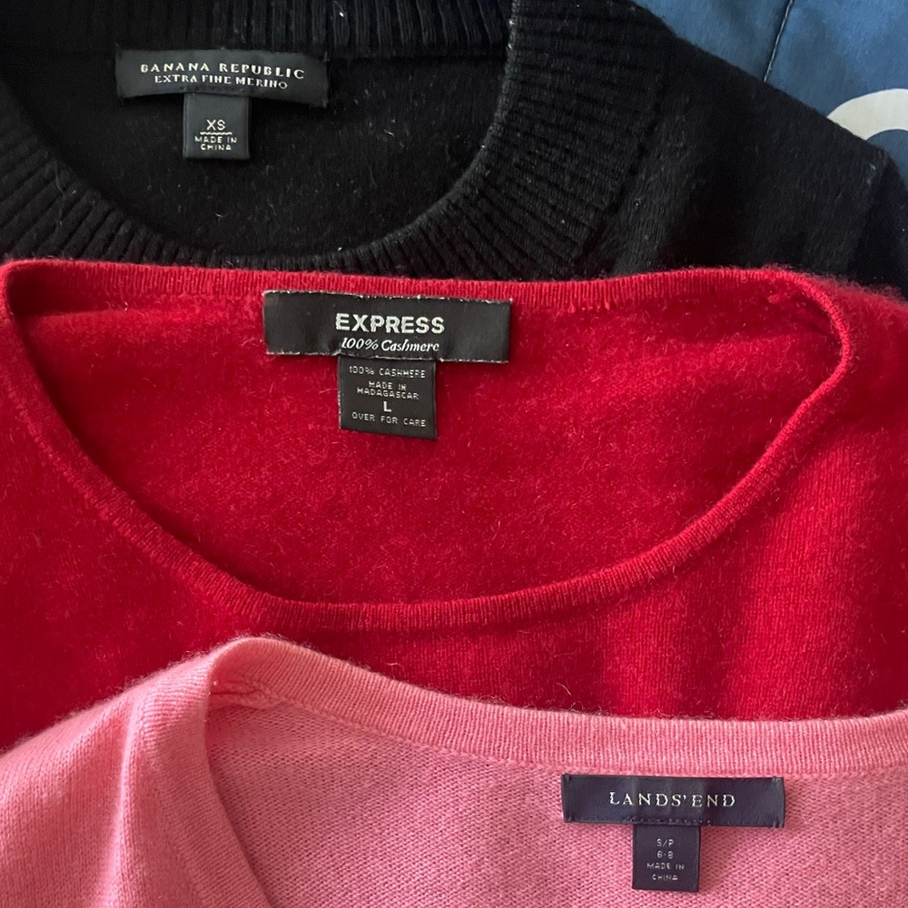 Bundle of 3 women’s sweaters, all natural materials (cashmere, merino)